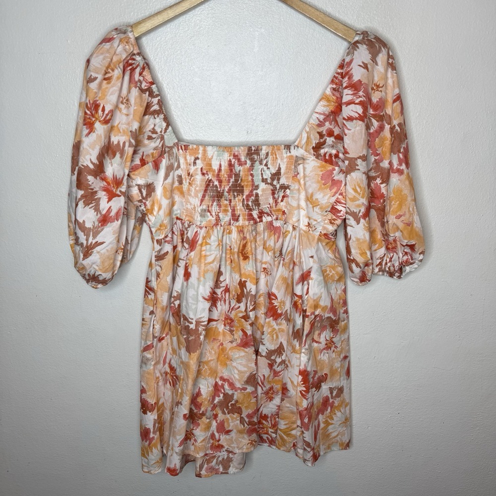 Abercrombie &‎ Fitch Women's Large Emerson Poplin Puff Sleeve Mini Dress Floral - Picture 8 of 14